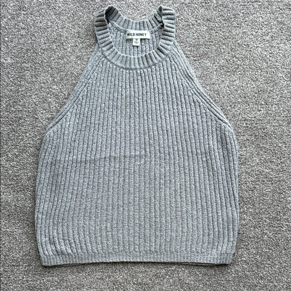 Wild Honey Heather Gray Ribbed Tank